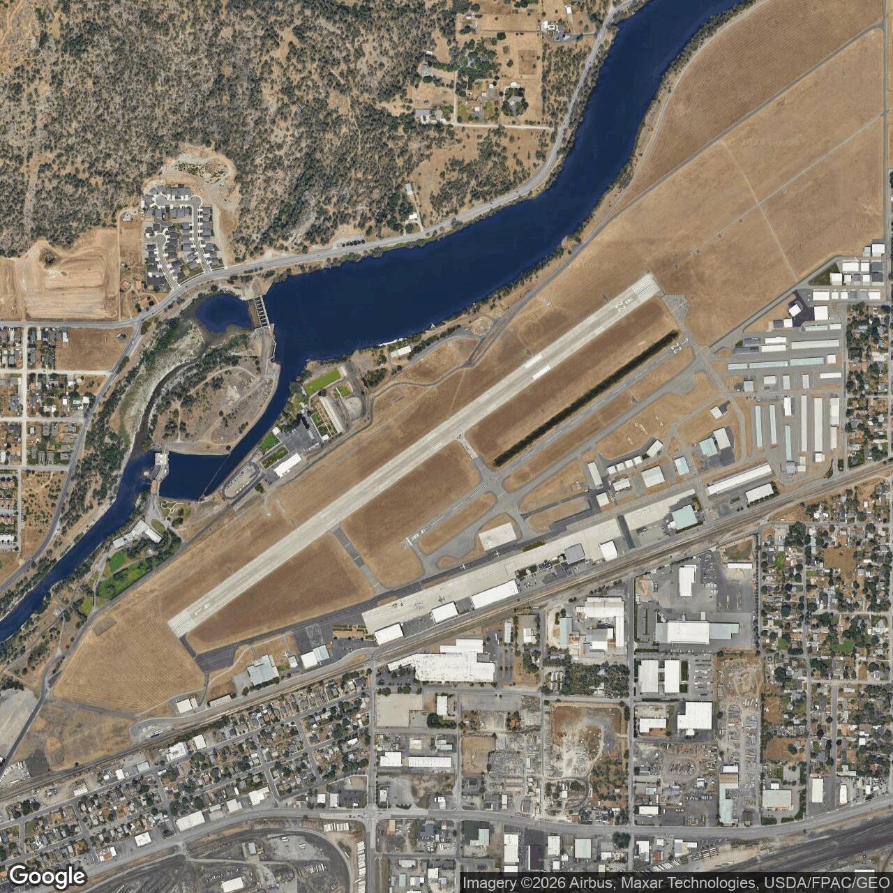 Current Google Satellite Image of Felts Army Air Field, Washington