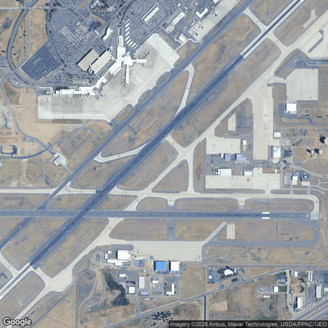 Current Google Satellite Image of Geiger Army Air Field, Washington