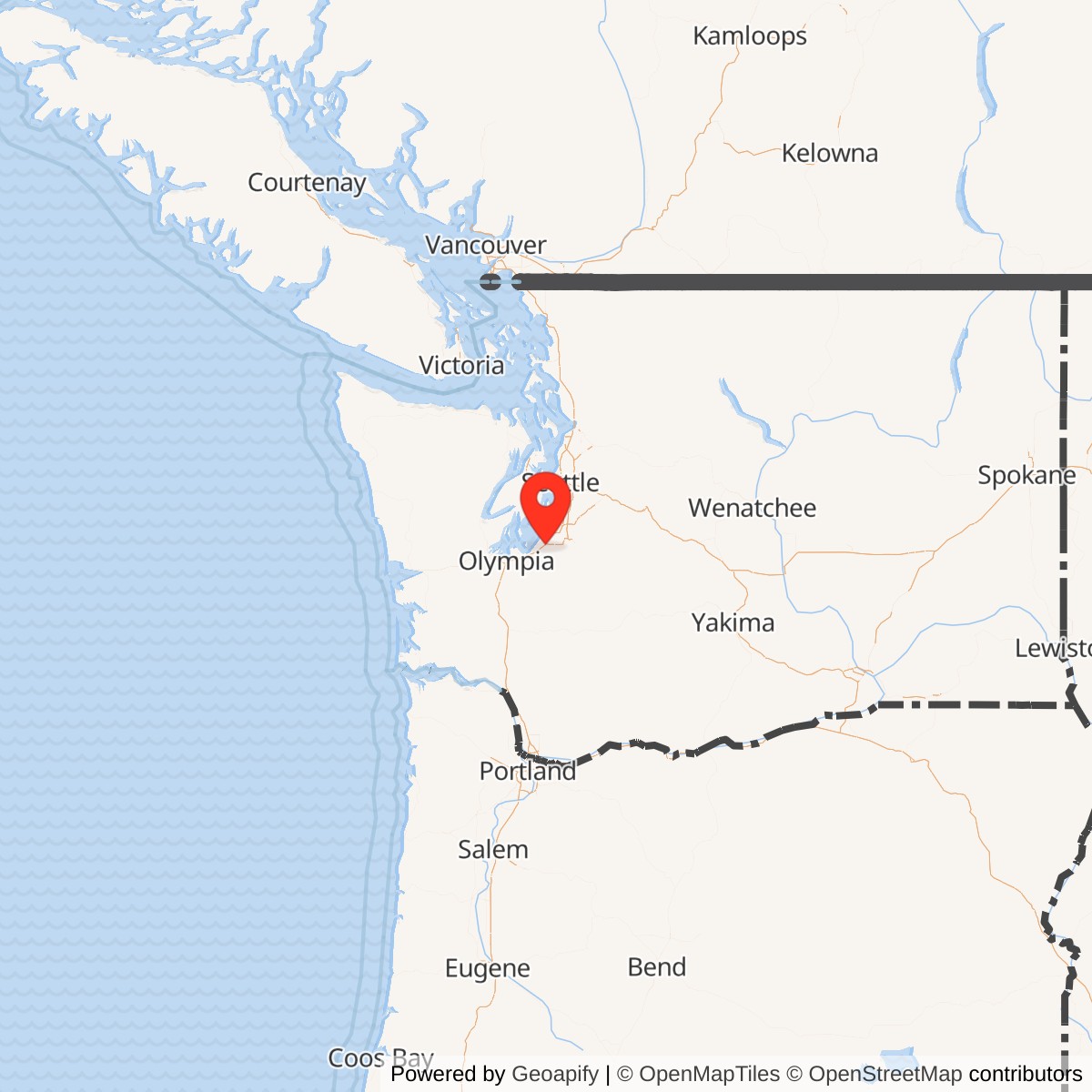 Map showing location of McChord Air Force Base, Washington