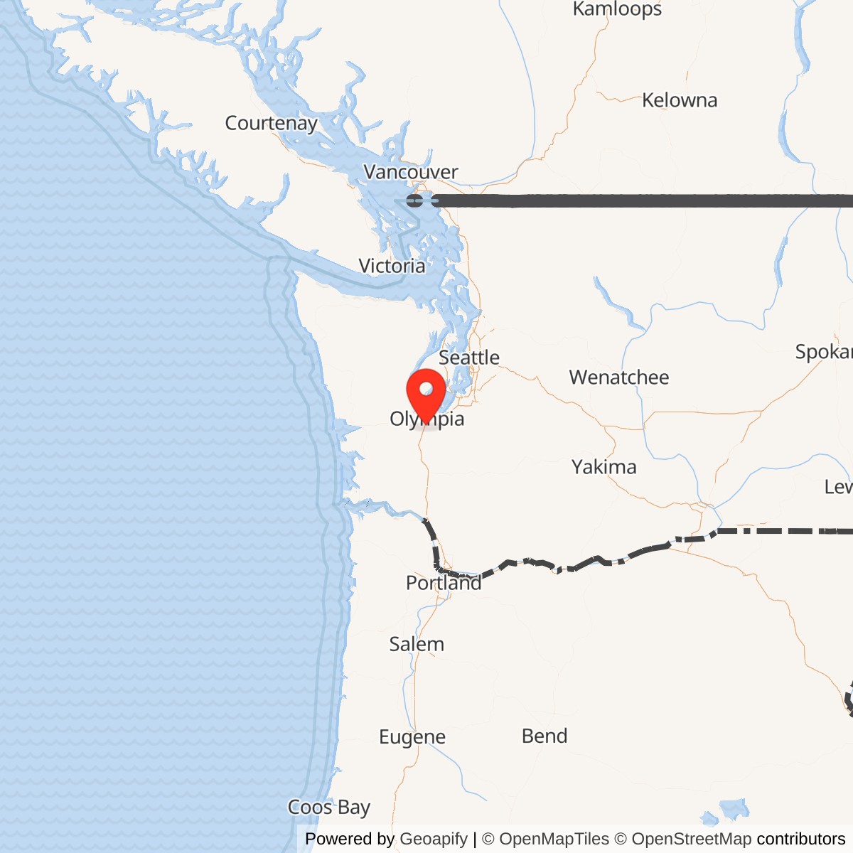 Map showing location of Olympia Army Air Field, Washington