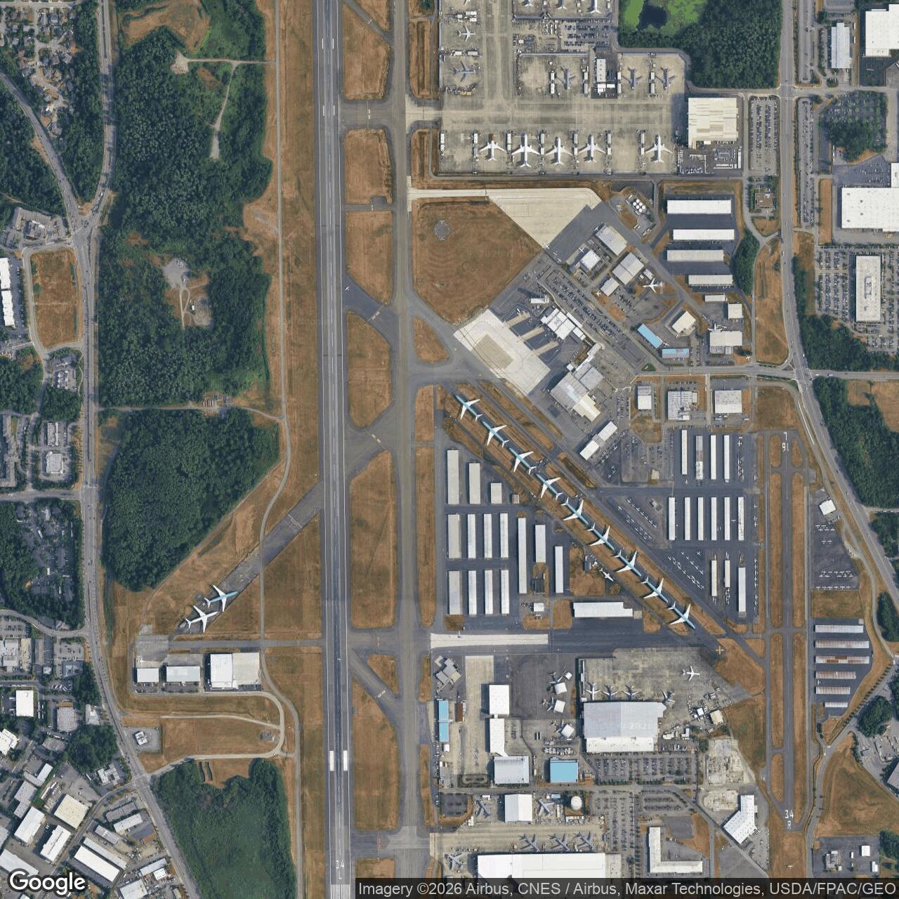 Current Google Satellite Image of Paine Air Force Base, Washington