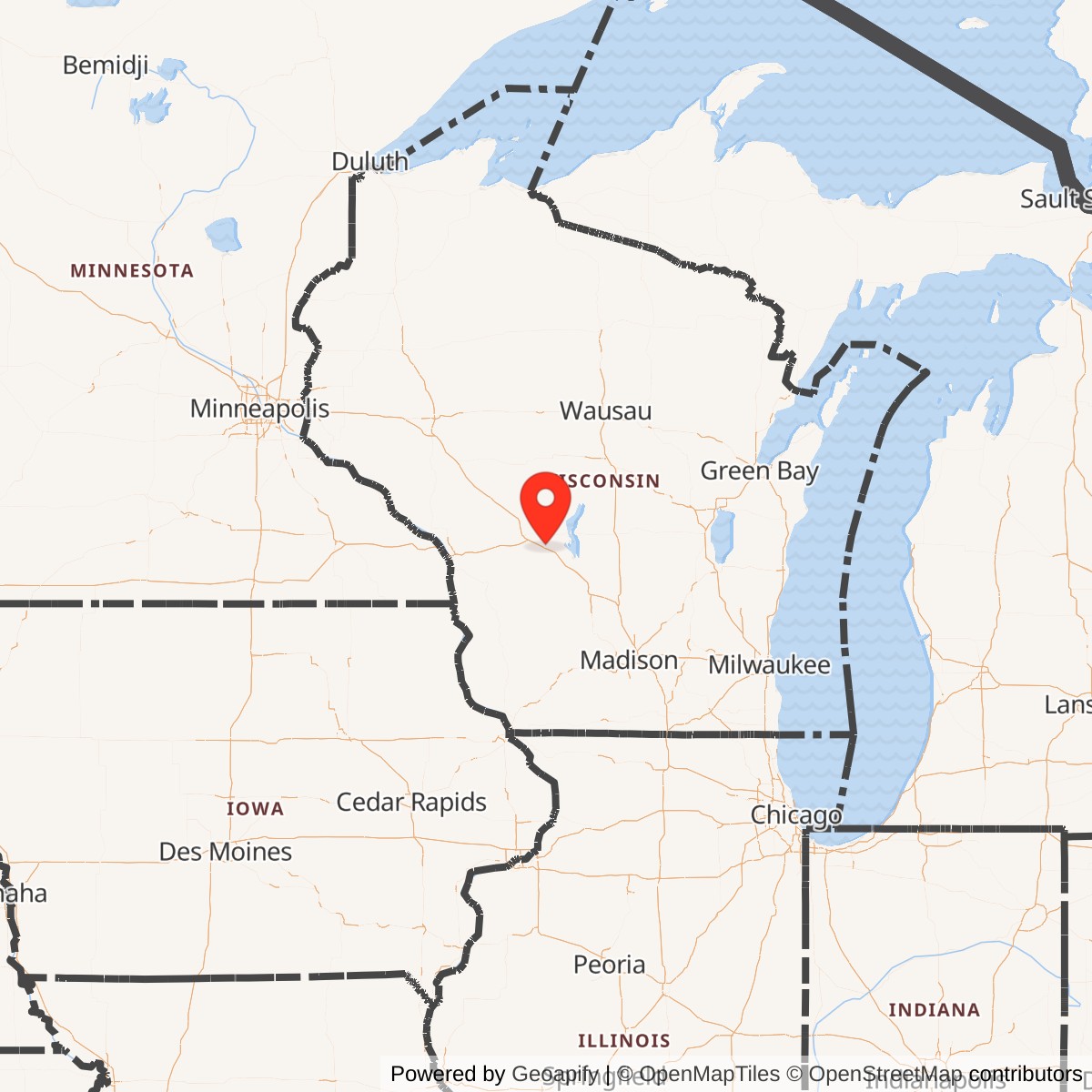 Map showing location of Camp Williams Army Air Field, Wisconsin