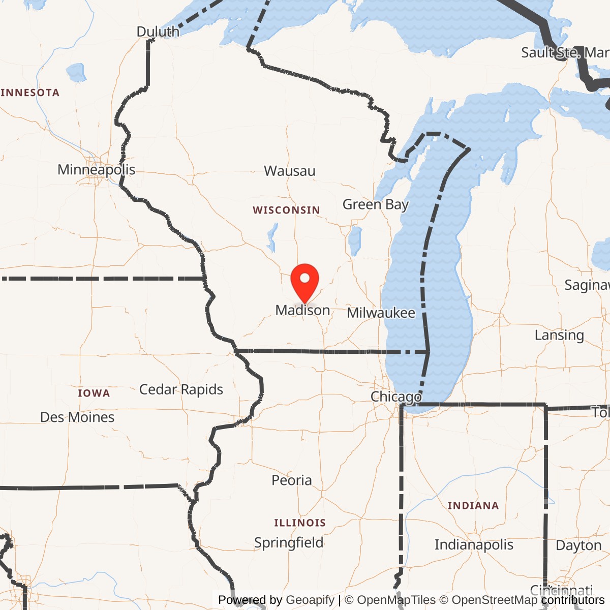 Map showing location of Truax Field - Madison Army Airfield, Wisconsin
