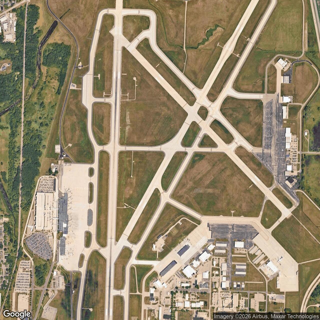 Current Google Satellite Image of Truax Field - Madison Army Airfield, Wisconsin