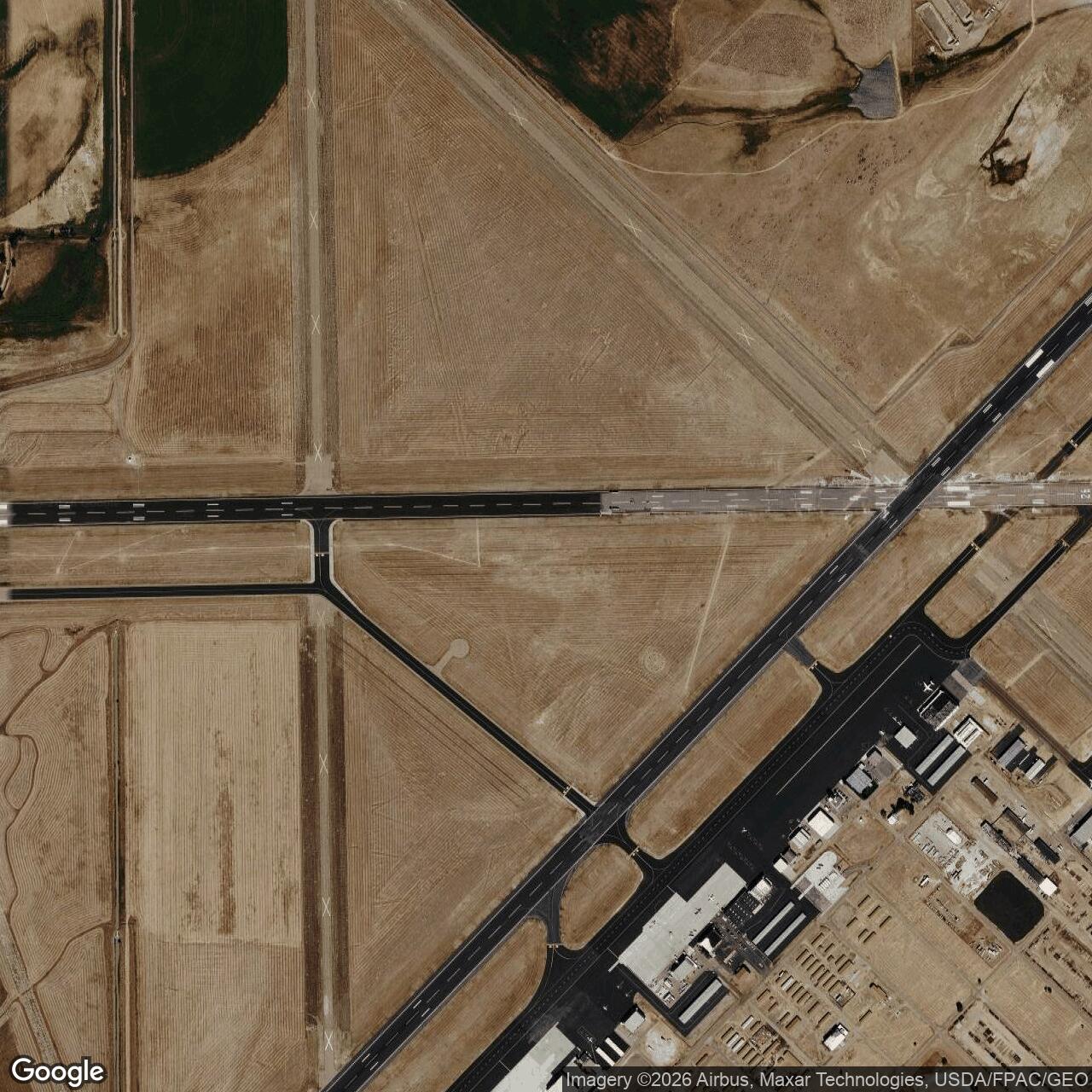Current Google Satellite Image of Casper Army Air Field, Wyoming