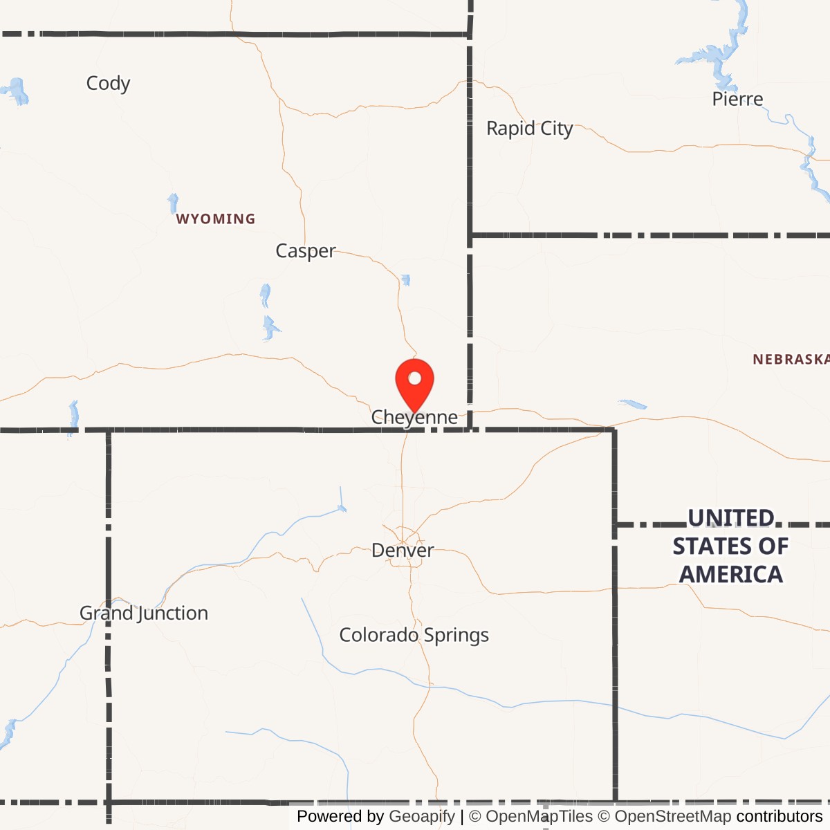 Map showing location of Cheyenne Army Air Field