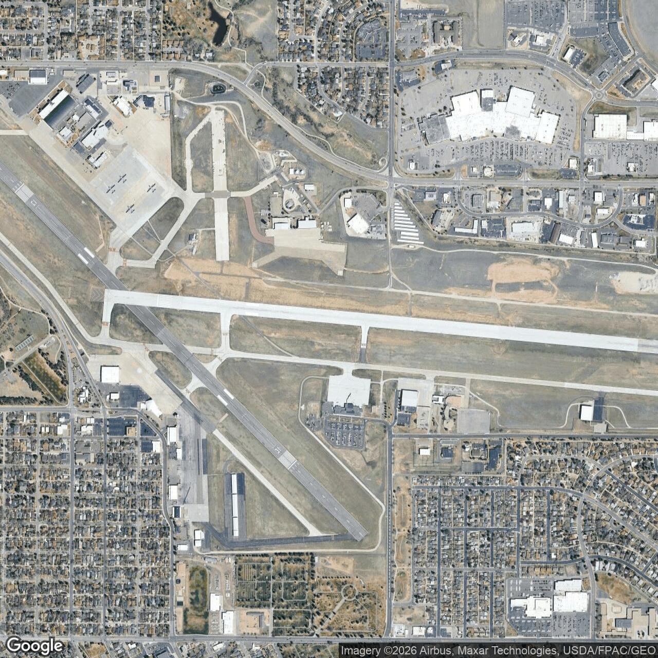 Current Google Satellite Image of Cheyenne Army Air Field, Wyoming