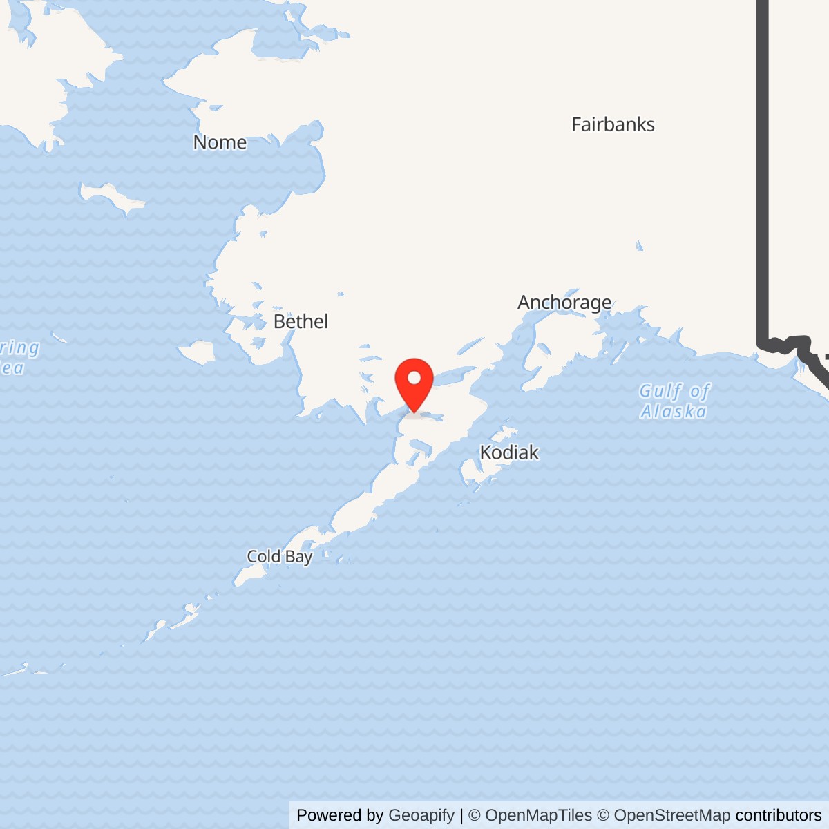 Map showing location of Naknek Army Air Base / Naknek Army Air Field, Alaska