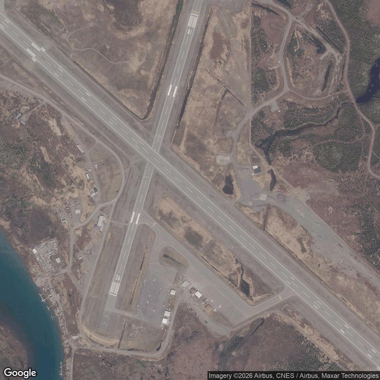 Current Google Satellite Image of Naknek Army Air Base / Naknek Army Air Field, Alaska