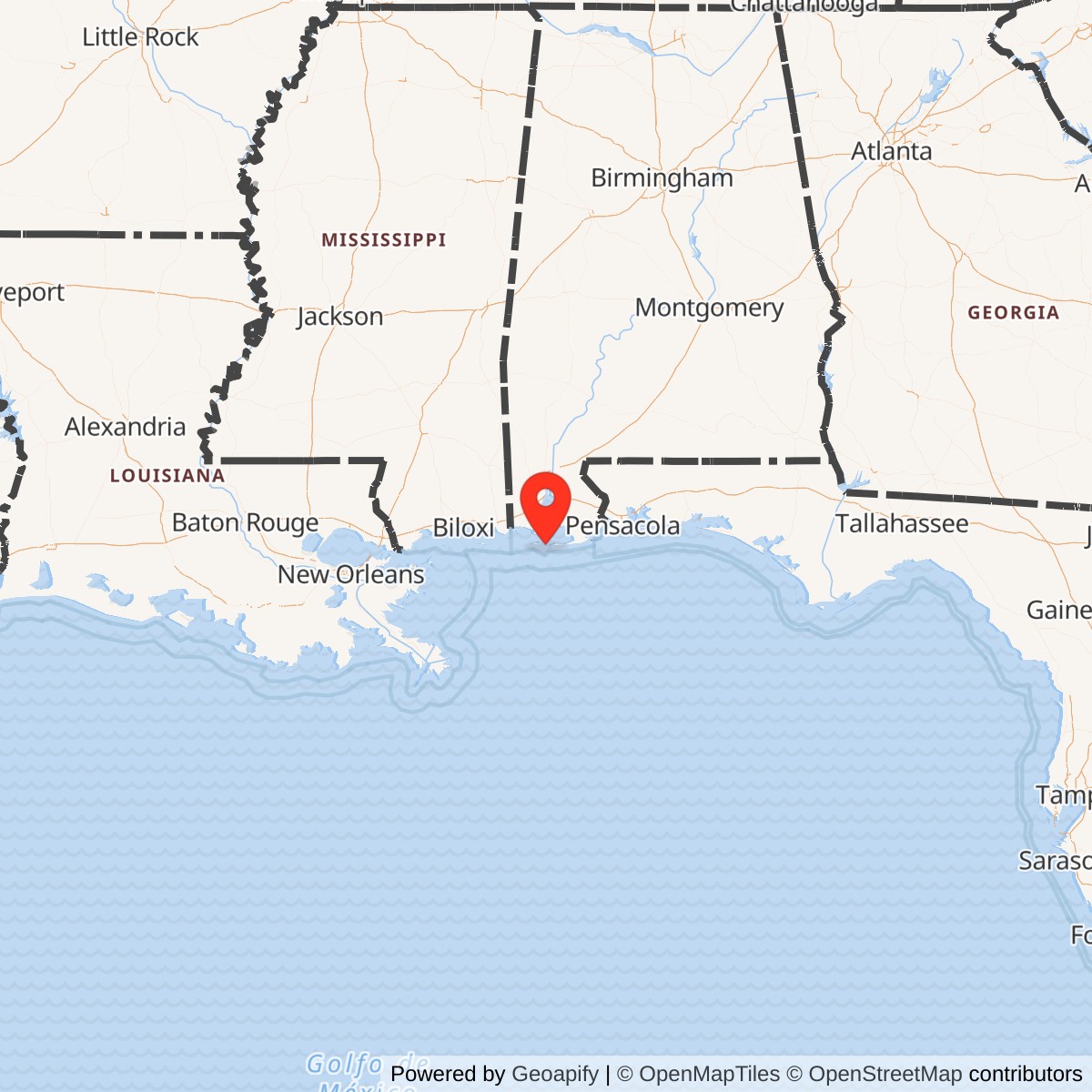 Map showing location of Fort Morgan, Alabama