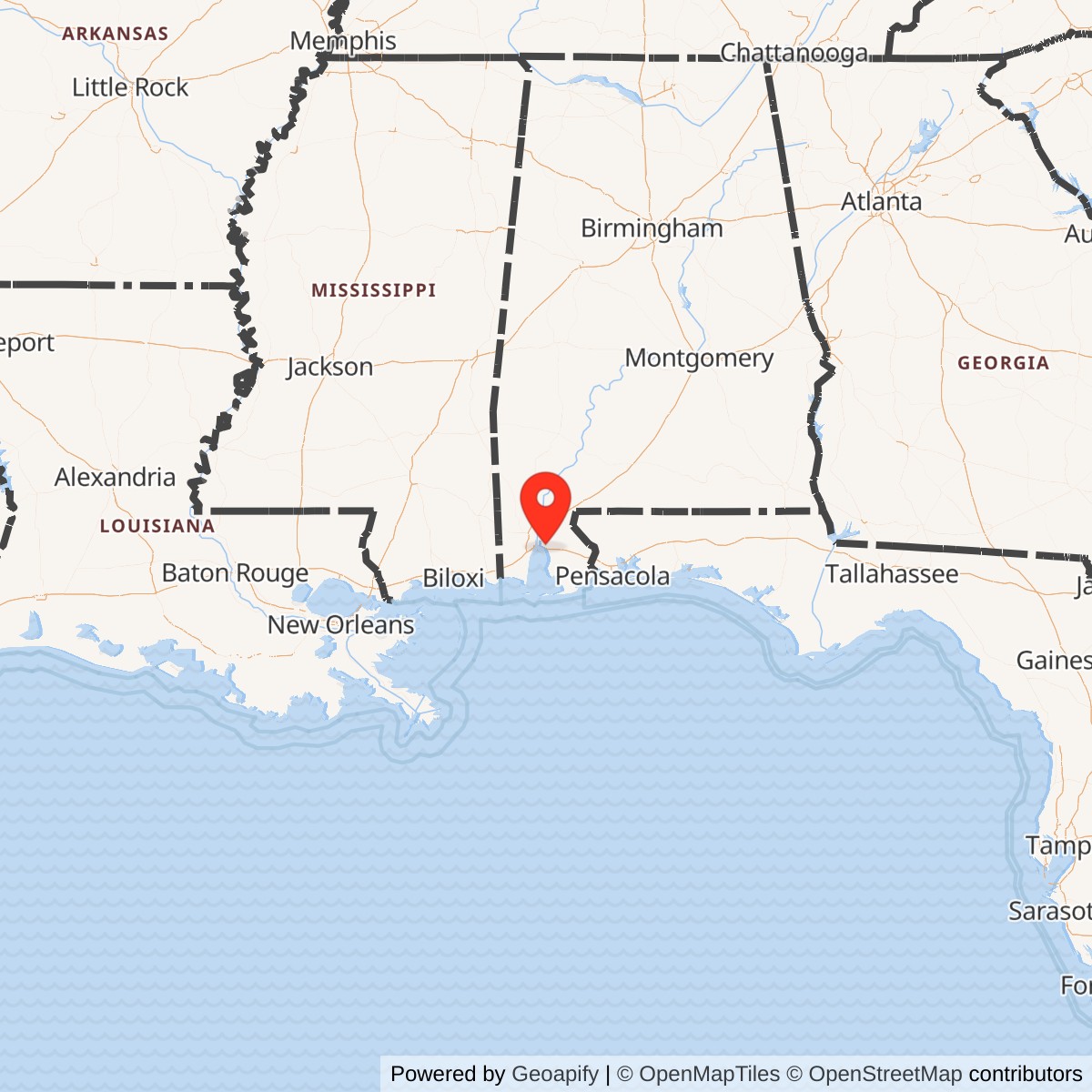 Map showing location of Spanish Fort / Old Spanish Fort Defensive Works, Alabama
