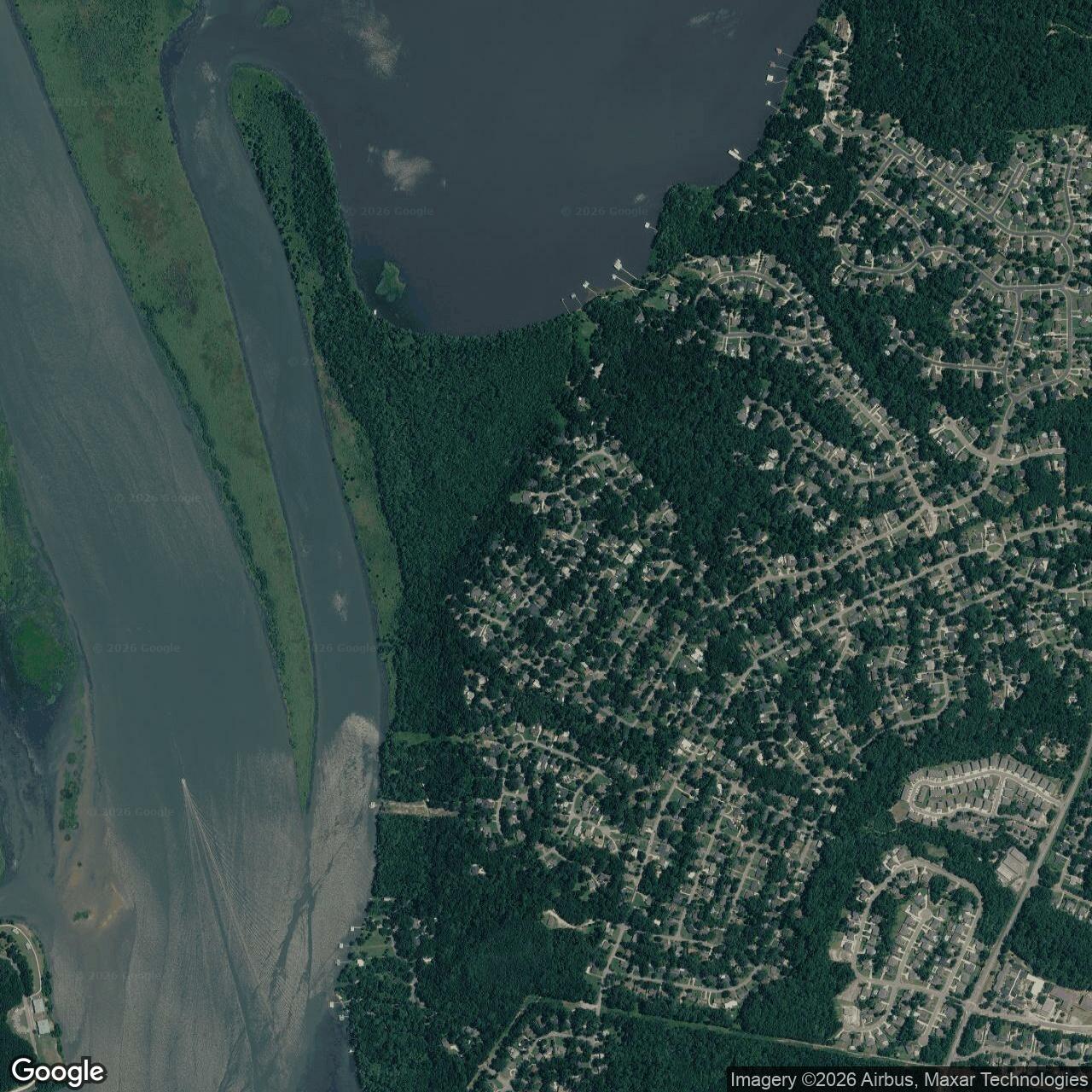 Current Google Satellite Image of Spanish Fort / Old Spanish Fort Defensive Works, Alabama