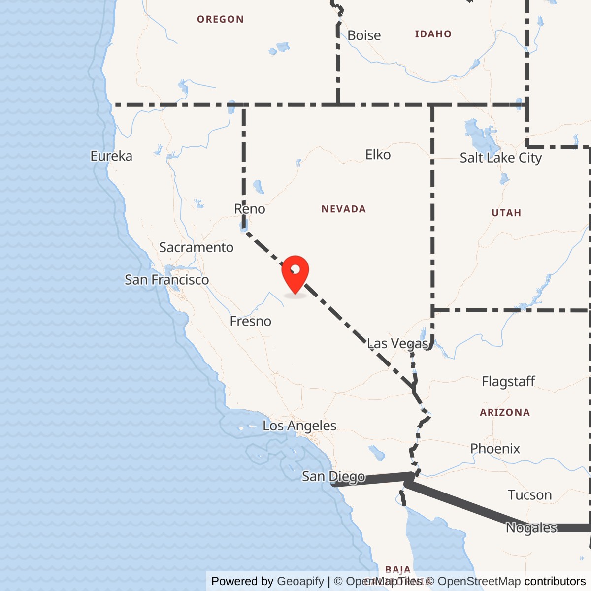 Map showing location of Bishop Army Air Field / Bishop Airport / Eastern Sierra Regional Airport, California