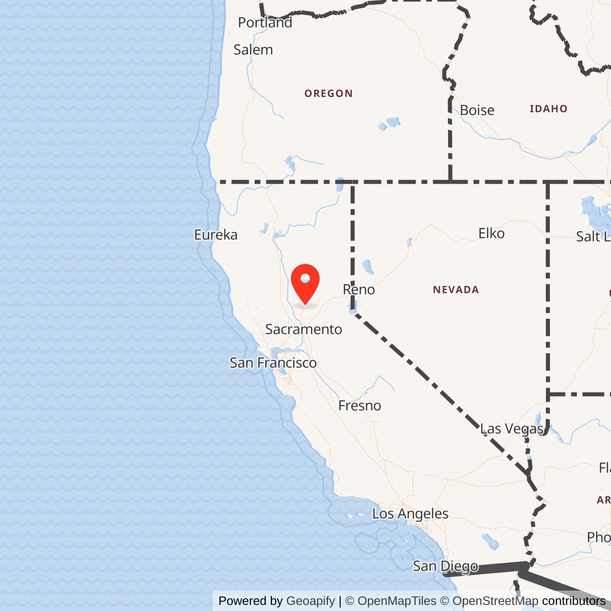 Map showing location of Camp Beale, California