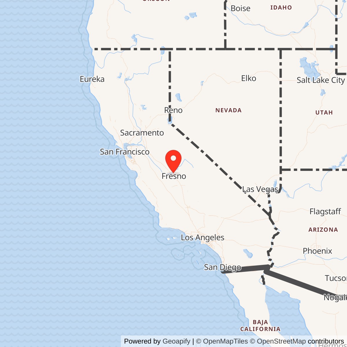 Map showing location of Camp Pinedale / Western Signal Aviation Unit Training Center, California