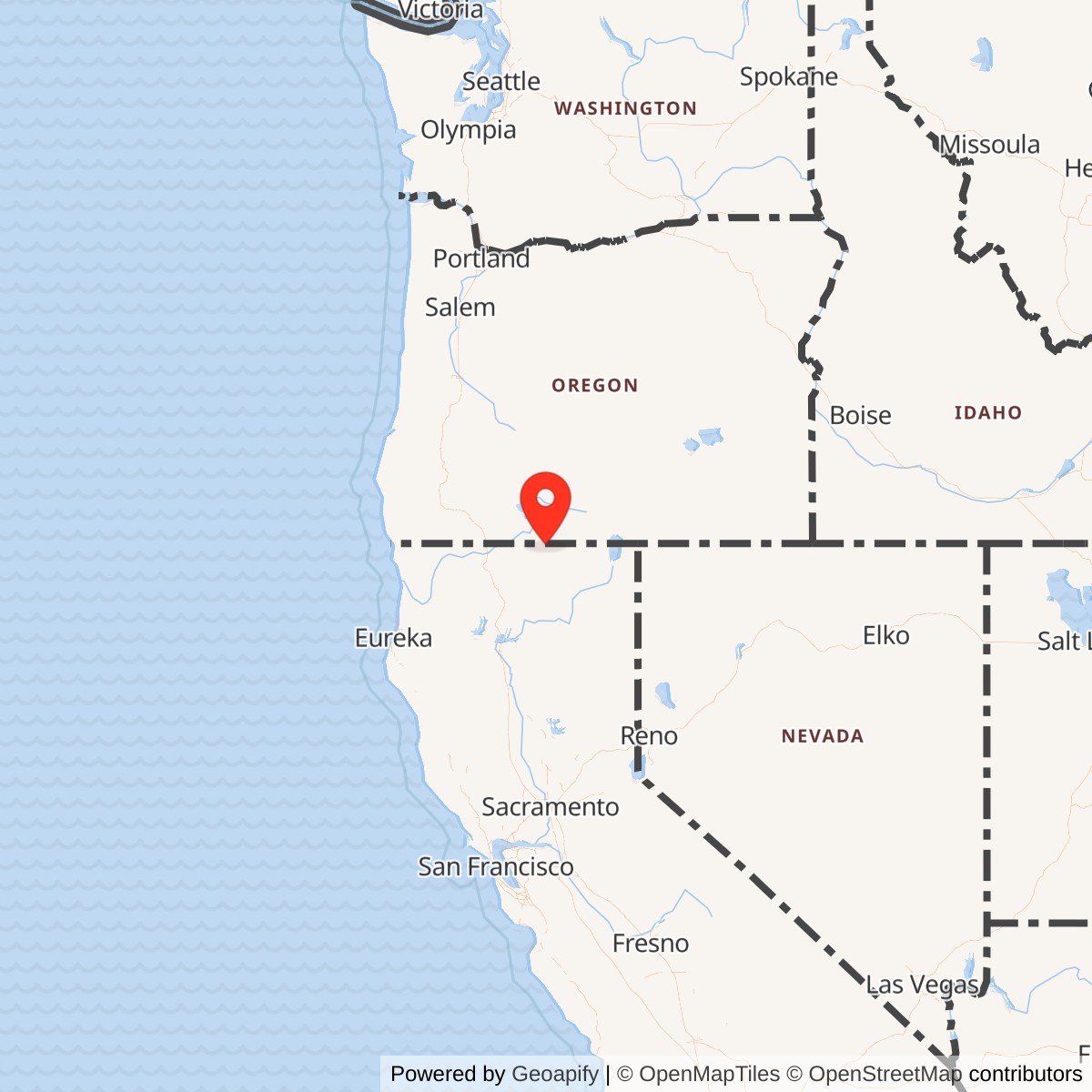 Map showing location of Camp Tulelake / Tule Lake Branch Prisoner of War Camp, California