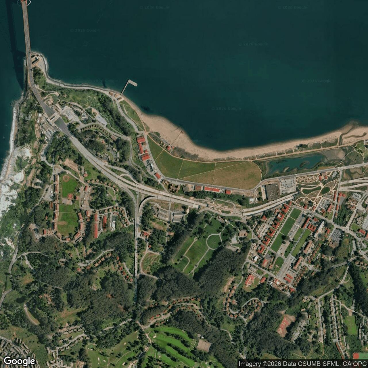 Current Google Satellite Image of Crissy Field, California