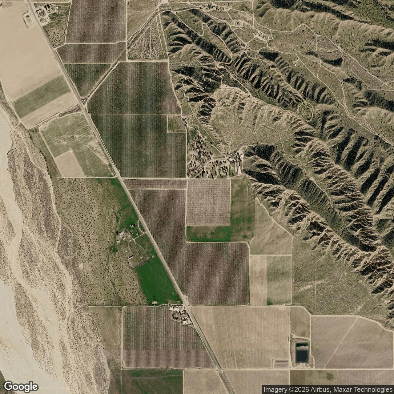 Current Google Satellite Image of Cuyama Auxiliary Field No. 6 / Cuyama Airport, California