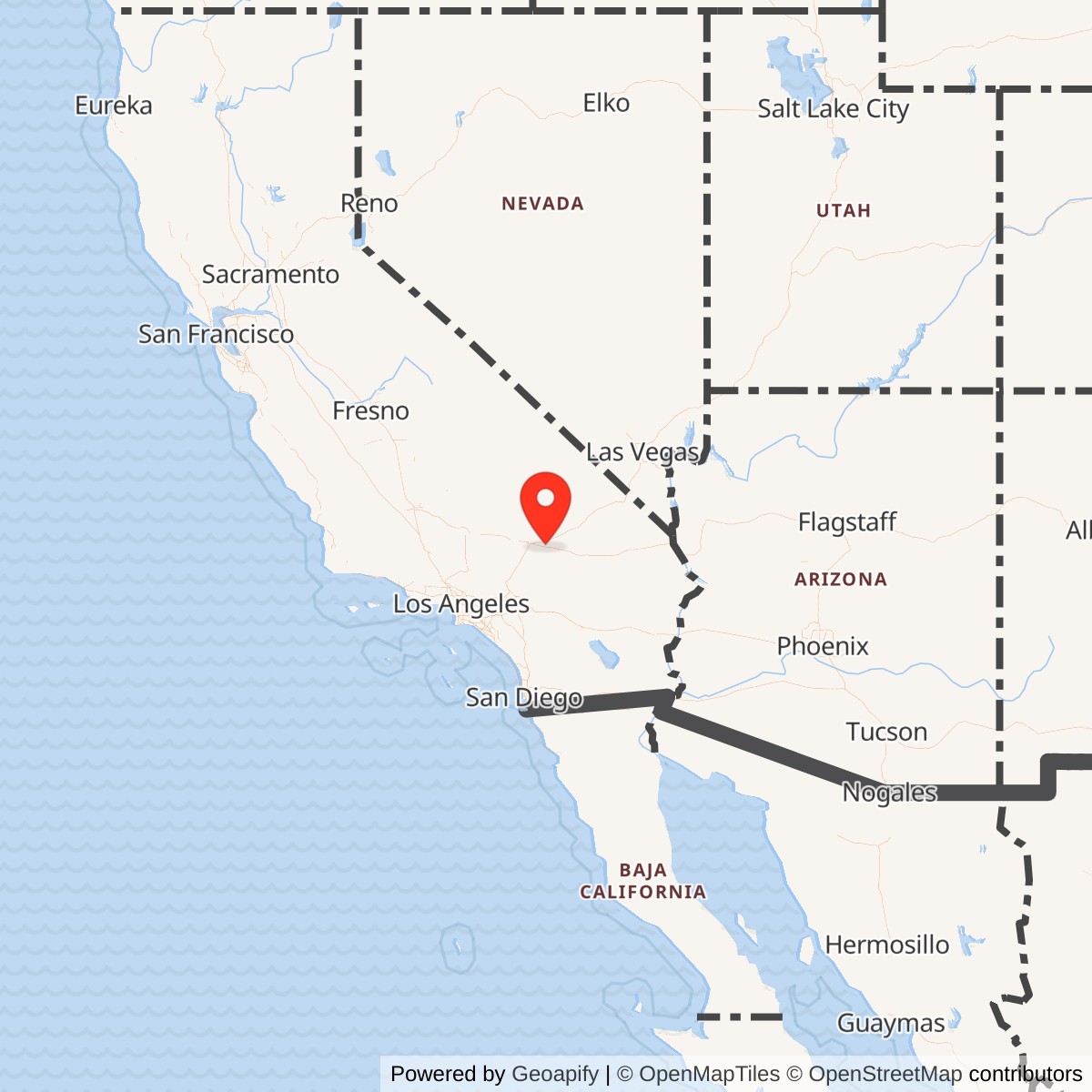 Map showing location of Daggett Army Airfield / Douglas Aircraft Modification Center, California