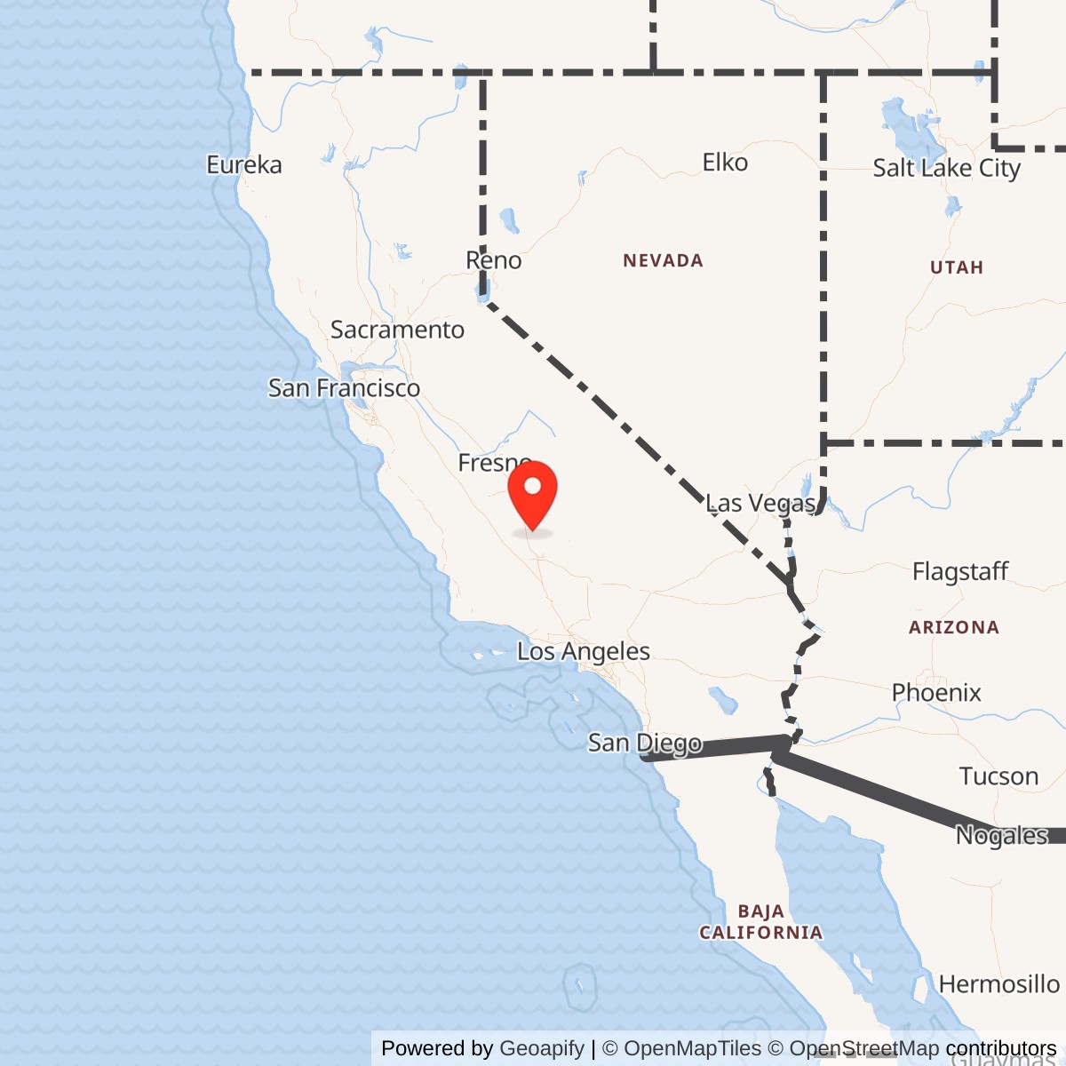 Map showing location of Dunlap Auxiliary Field No. 4 / Jasmin Landing Field, California