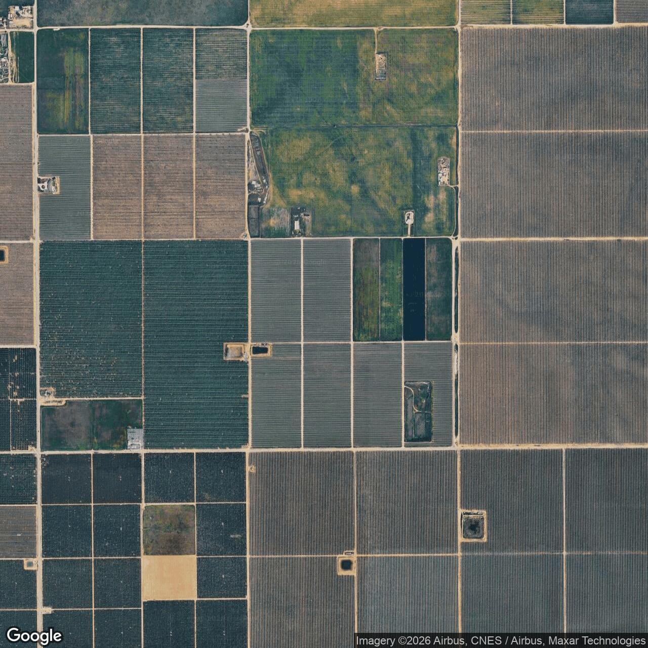 Current Google Satellite Image of Dunlap Auxiliary Field No. 4 / Jasmin Landing Field, California