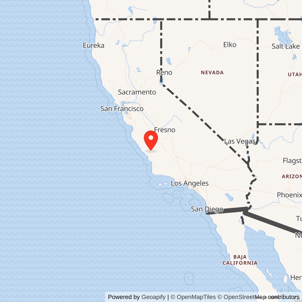 Map showing location of Estrella Army Air Field / Paso Robles Municipal Airport, California