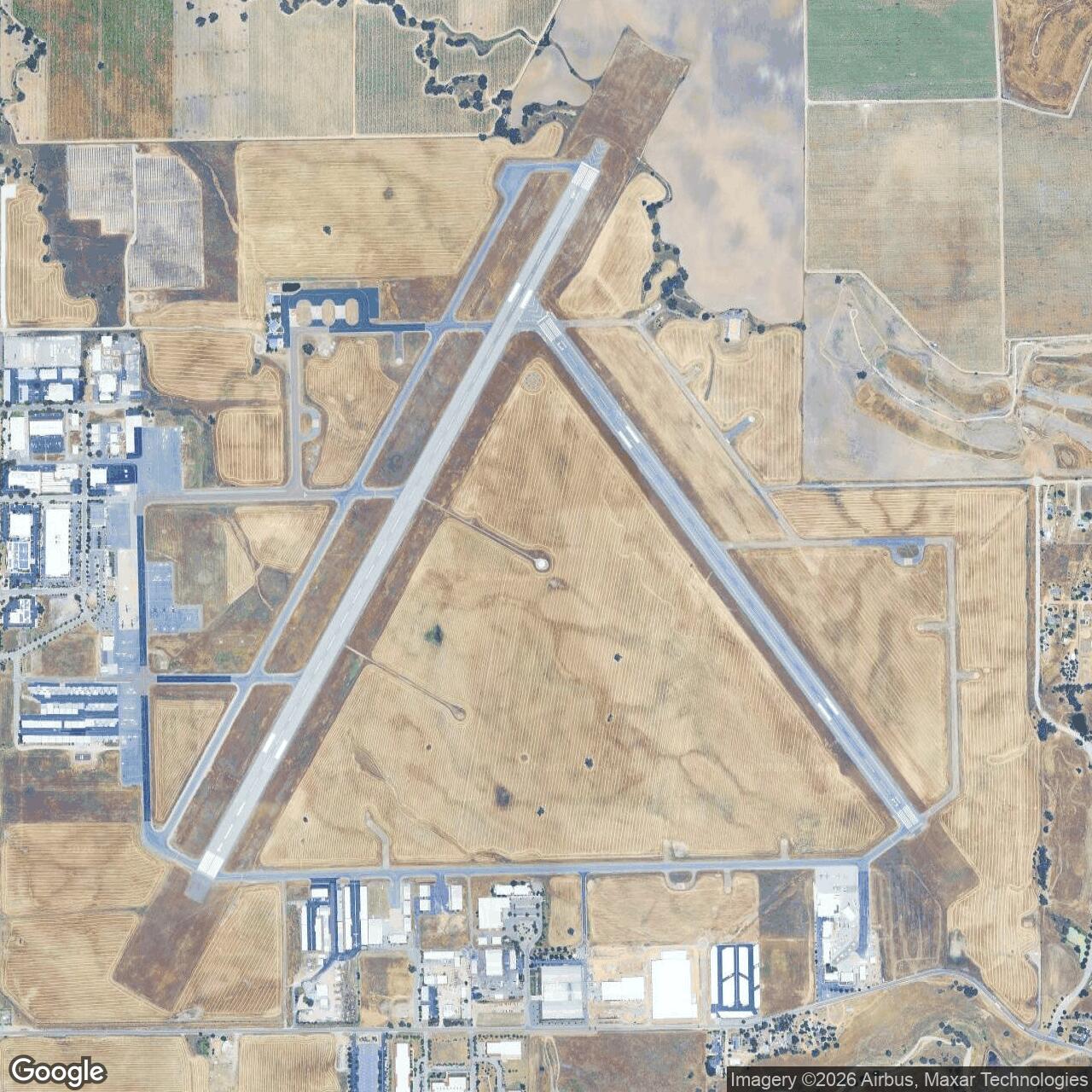 Current Google Satellite Image of Estrella Army Air Field / Paso Robles Municipal Airport, California