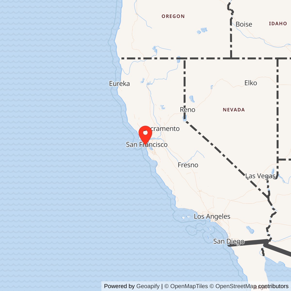 Map showing location of Fort Funston, California
