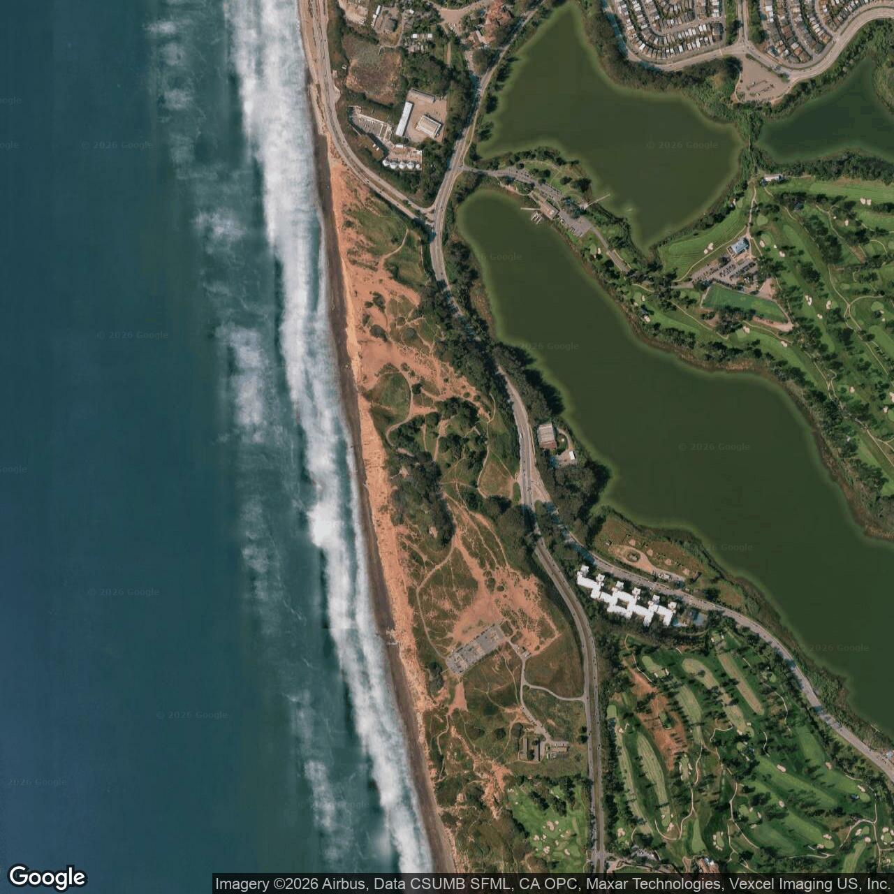 Current Google Satellite Image of Fort Funston, California