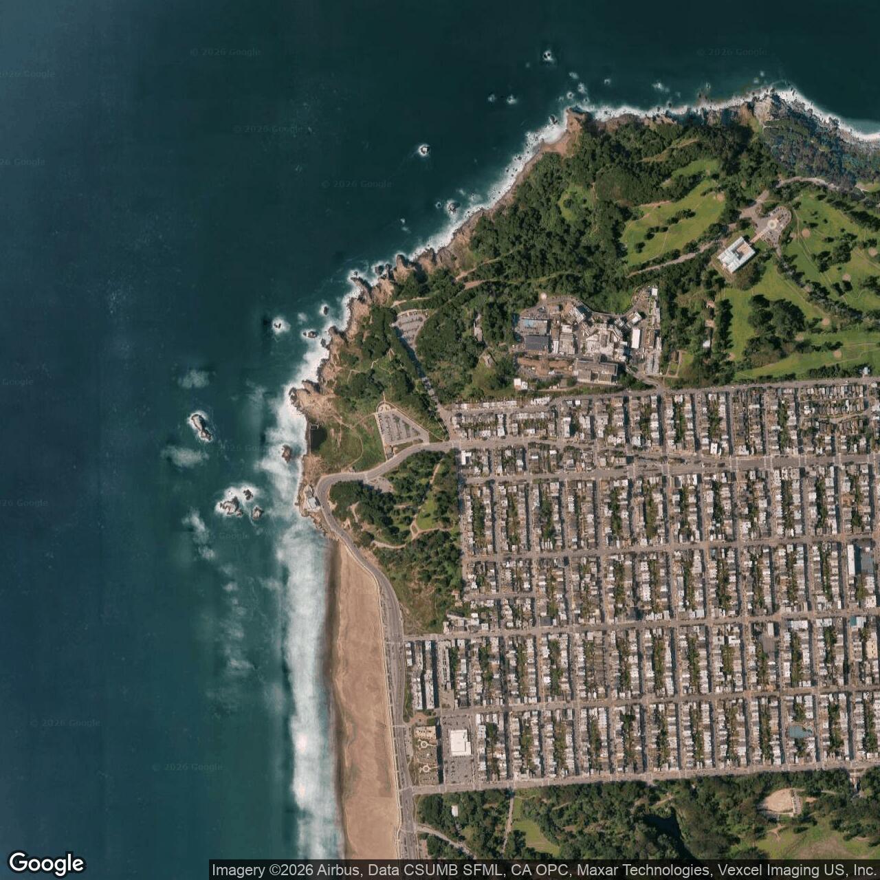 Current Google Satellite Image of Fort Miley, California