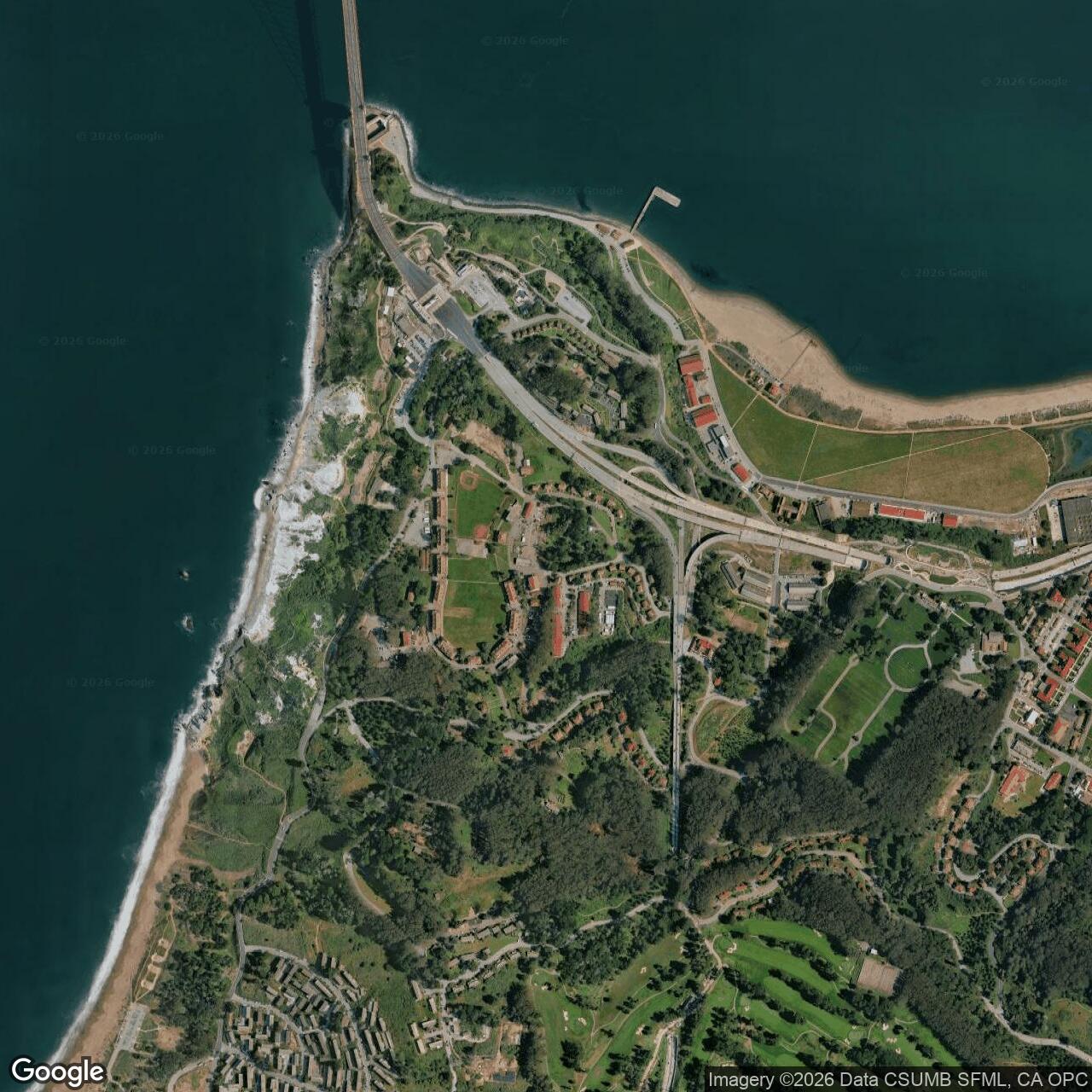 Current Google Satellite Image of Fort Winfield Scott, California