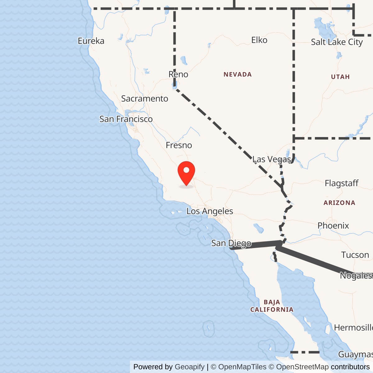 Map showing location of Gardner Auxiliary Field No. 4 / Maricopa-Kern Airport, California