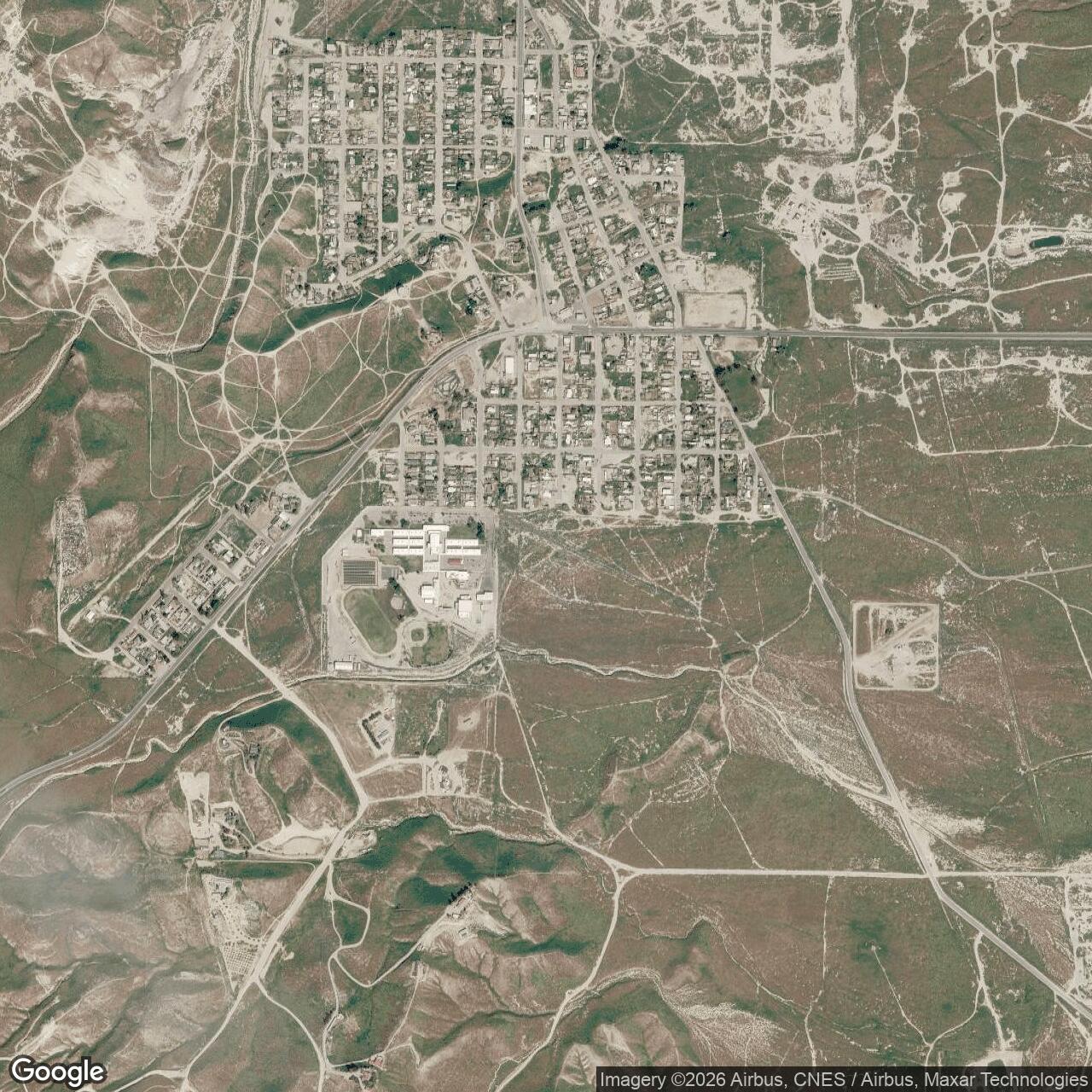 Current Google Satellite Image of Gardner Auxiliary Field No. 4 / Maricopa-Kern Airport, California