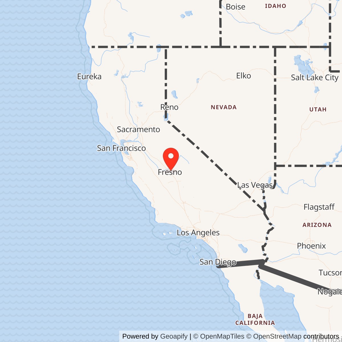 Map showing location of Hammer Army Airfield, California
