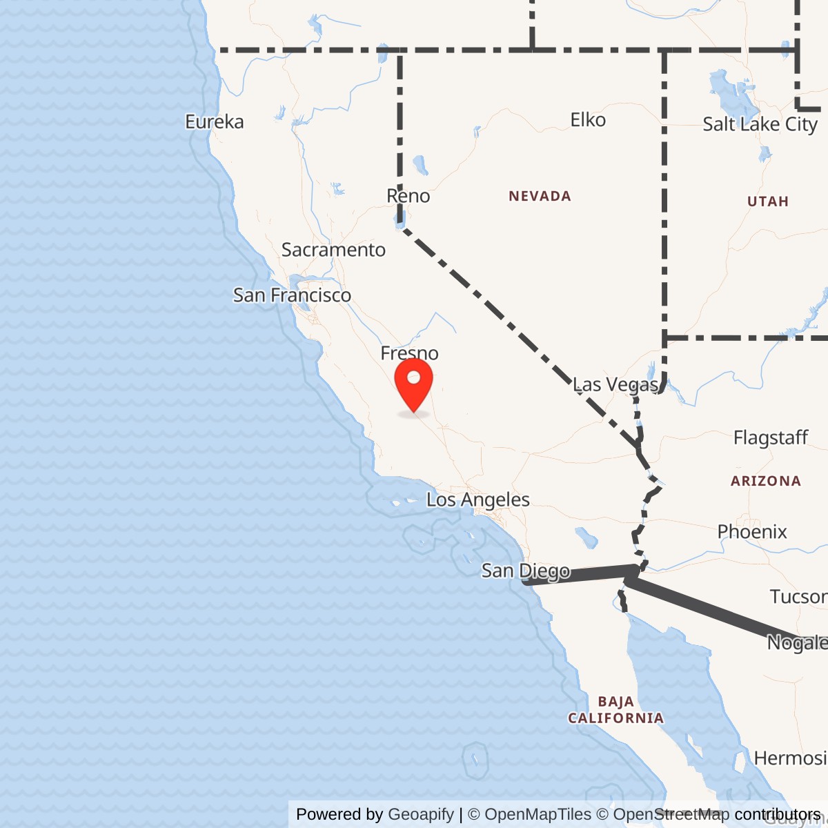 Map showing location of Lost Hills Auxiliary Field No. 7 / Lost Hills Airport, California