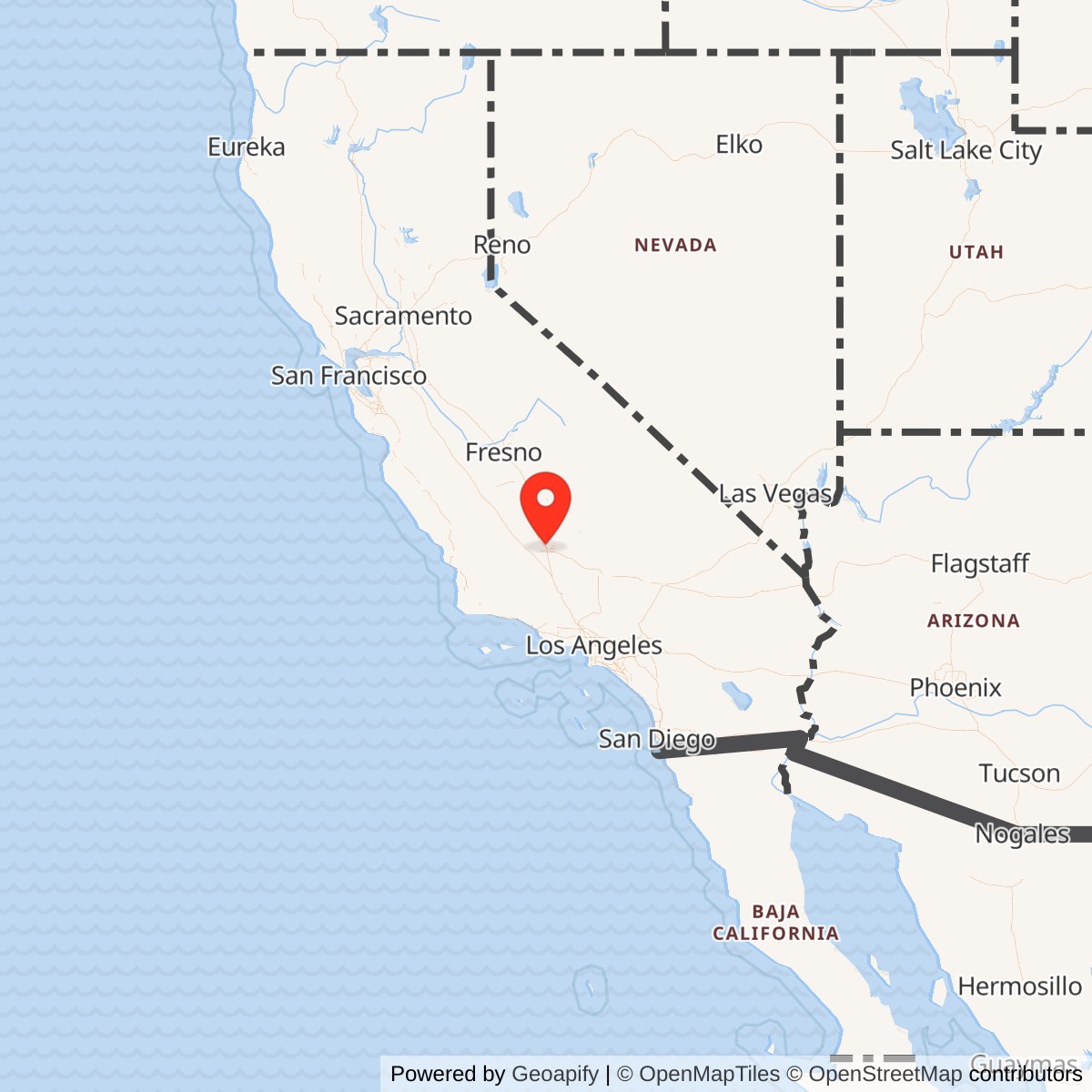 Map showing location of Kern County Airport / Meadows Field, California
