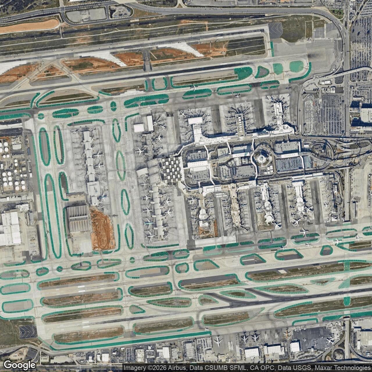 Current Google Satellite Image of Mines Field / Los Angeles Army Airfield, California