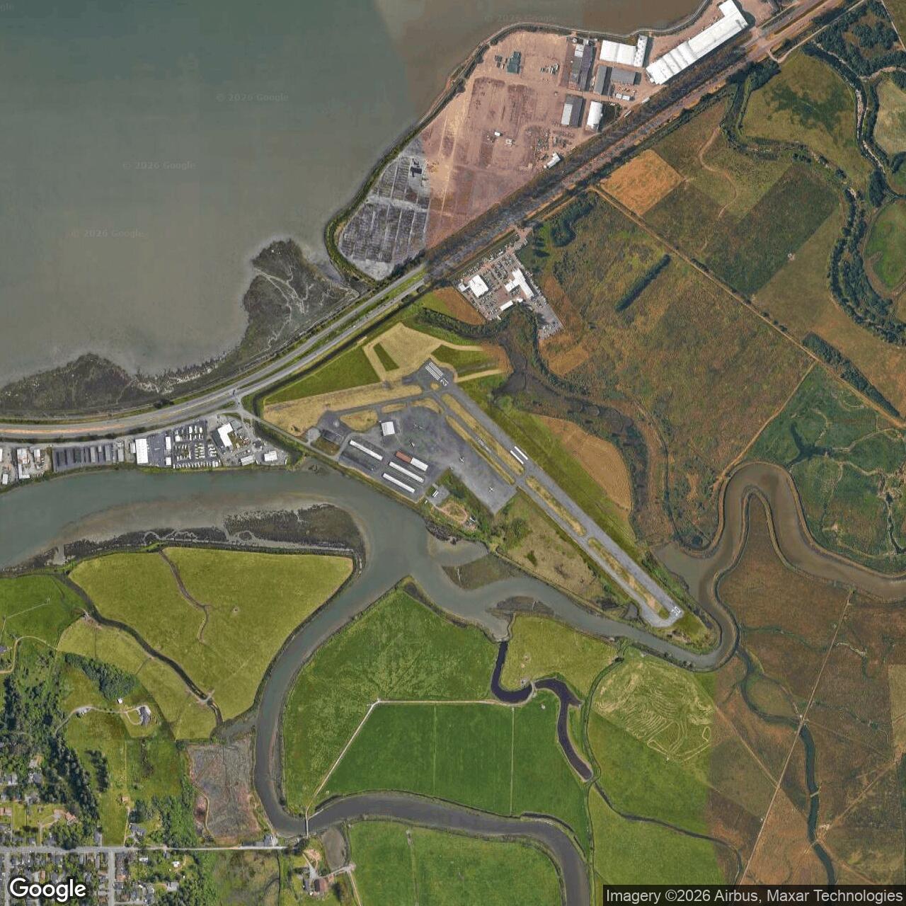 Current Google Satellite Image of Murray Field, Eureka / Wartime Army Air Forces Antisubmarine Patrol Field, California