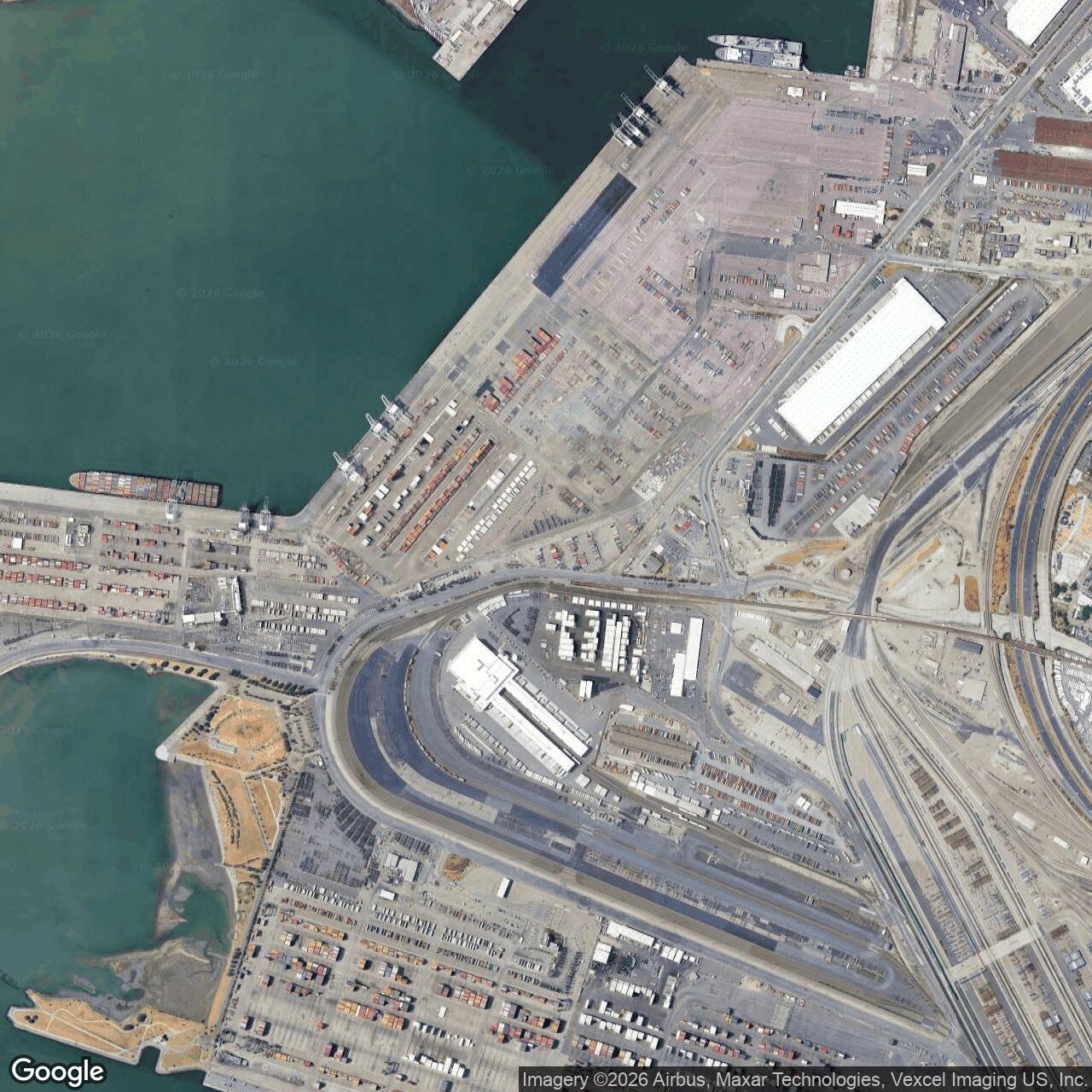 Current Google Satellite Image of Oakland Army Base / Oakland Army Terminal, California
