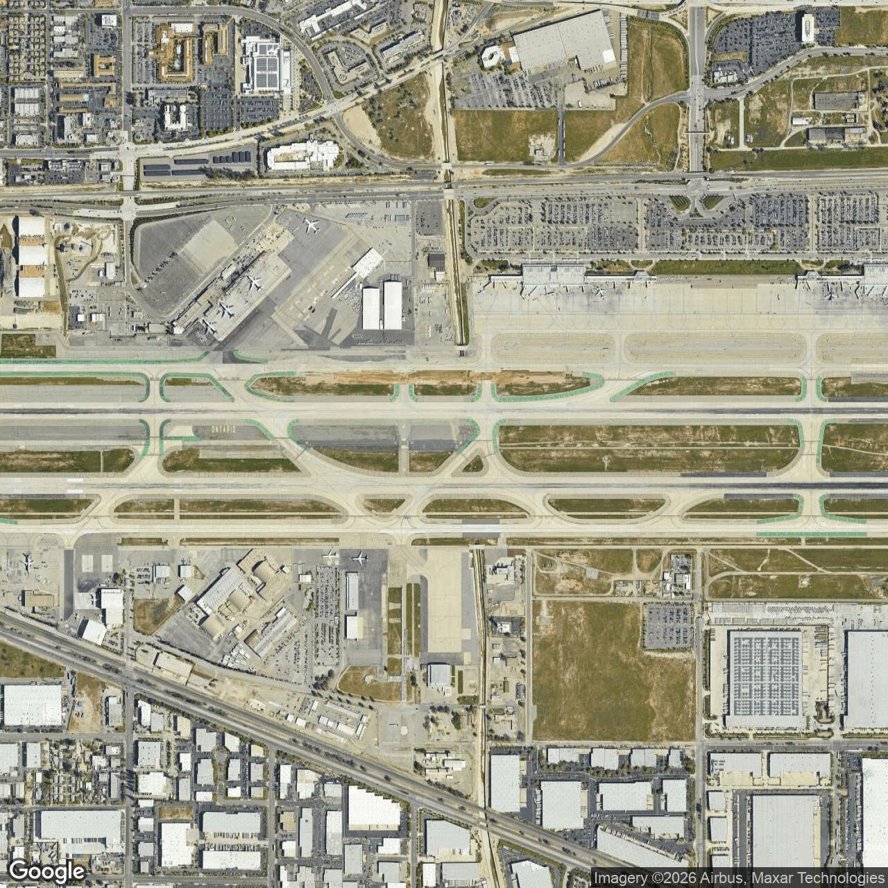 Current Google Satellite Image of Ontario Army Airfield, California