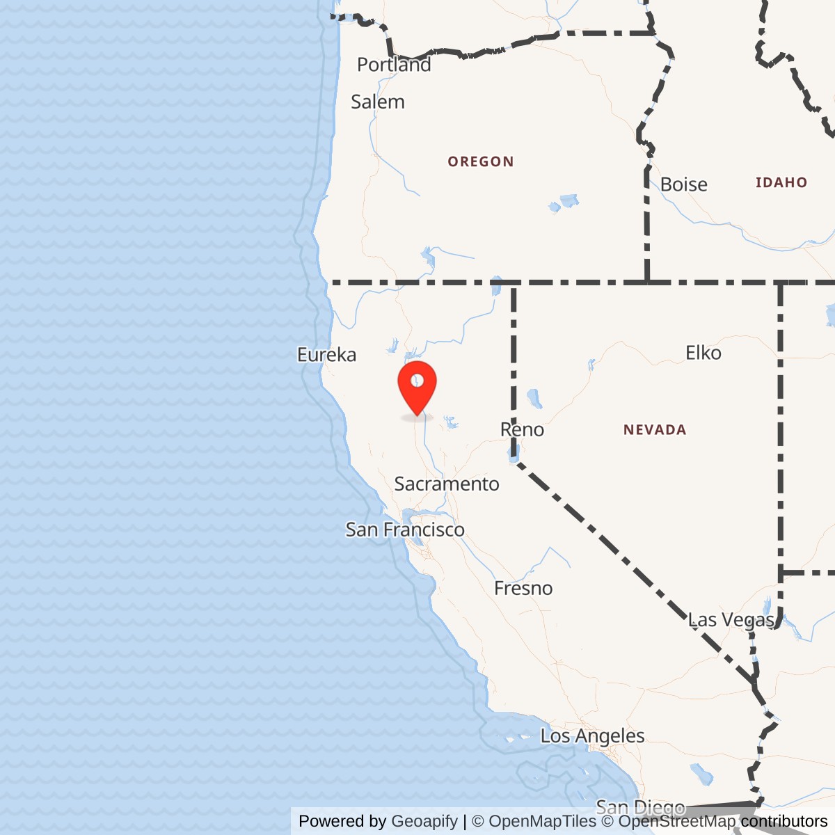 Map showing location of Orland Auxiliary Field / Haigh Field Airport, California