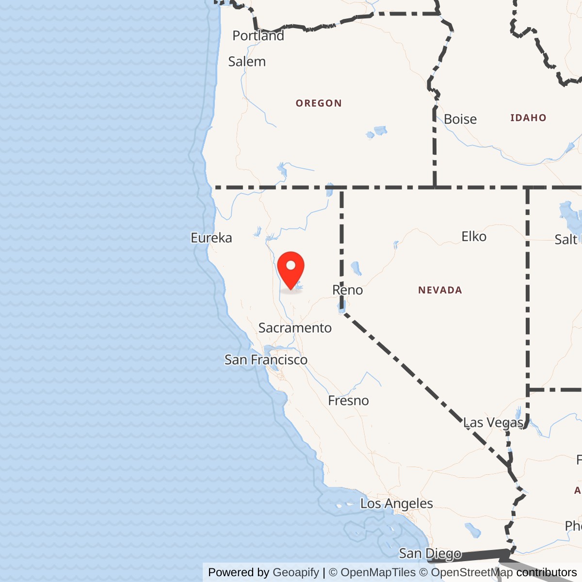 Map showing location of Oroville Army Air Field, California