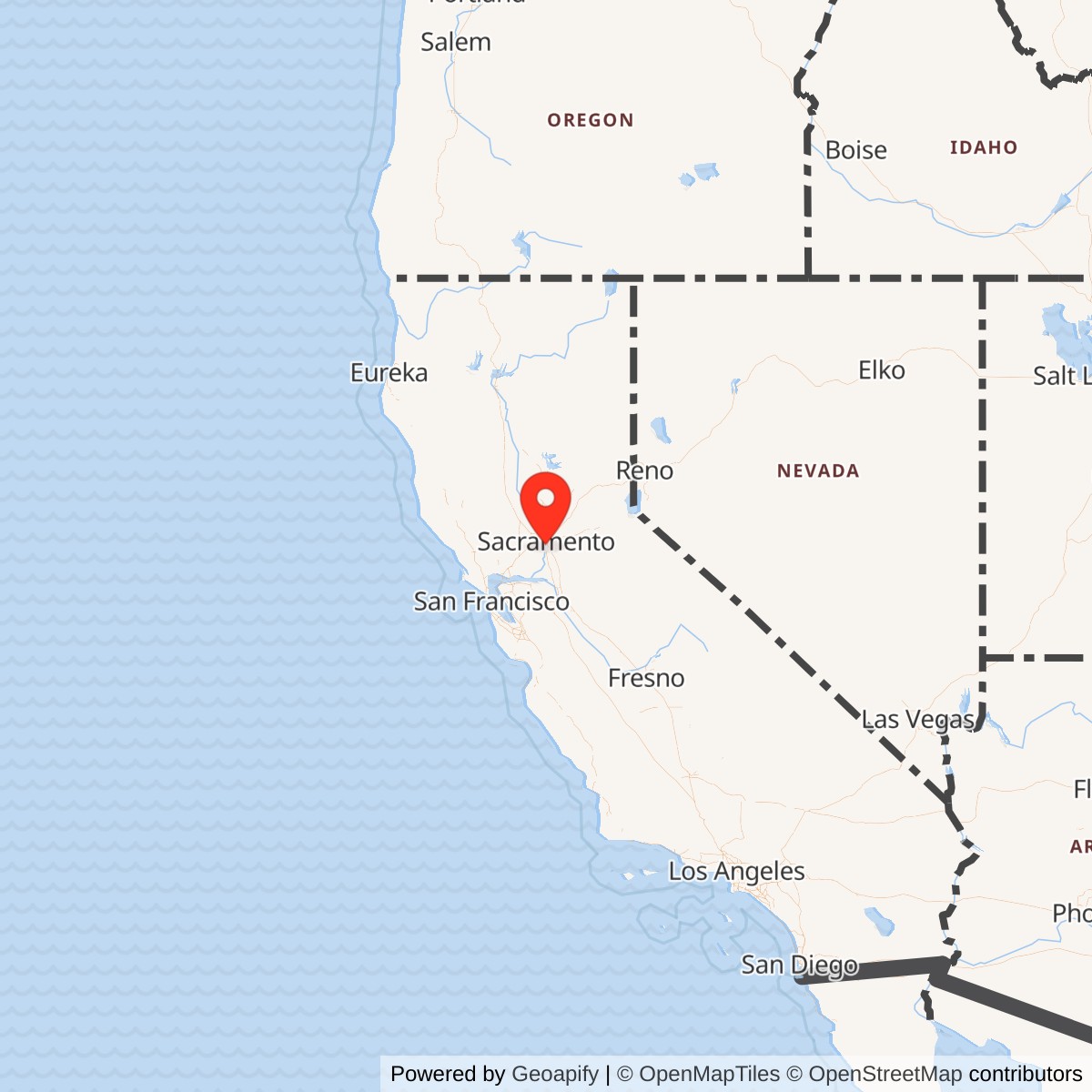 Map showing location of Sacramento Army Air Field, California