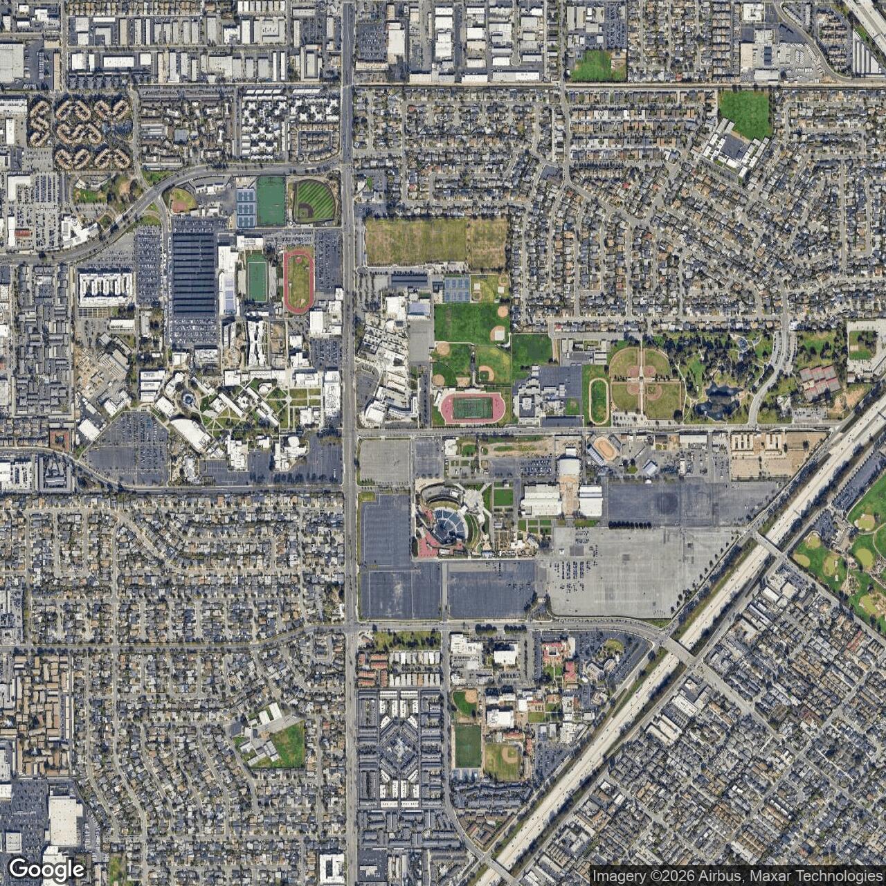 Current Google Satellite Image of Santa Ana Army Air Base, California