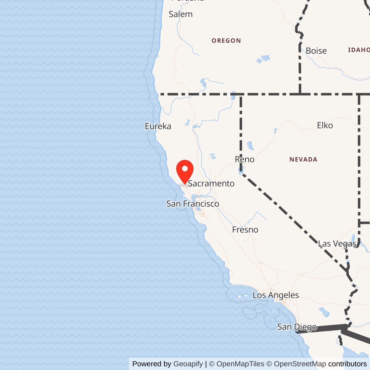 Map showing location of Santa Rosa Army Airfield, California