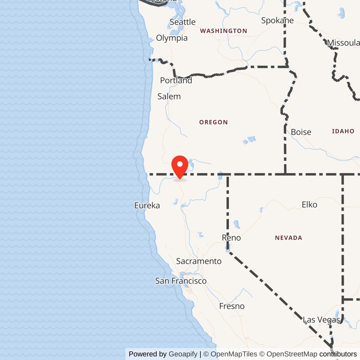 Map showing location of Siskiyou County Army Air Field / Siskiyou County Airport, California