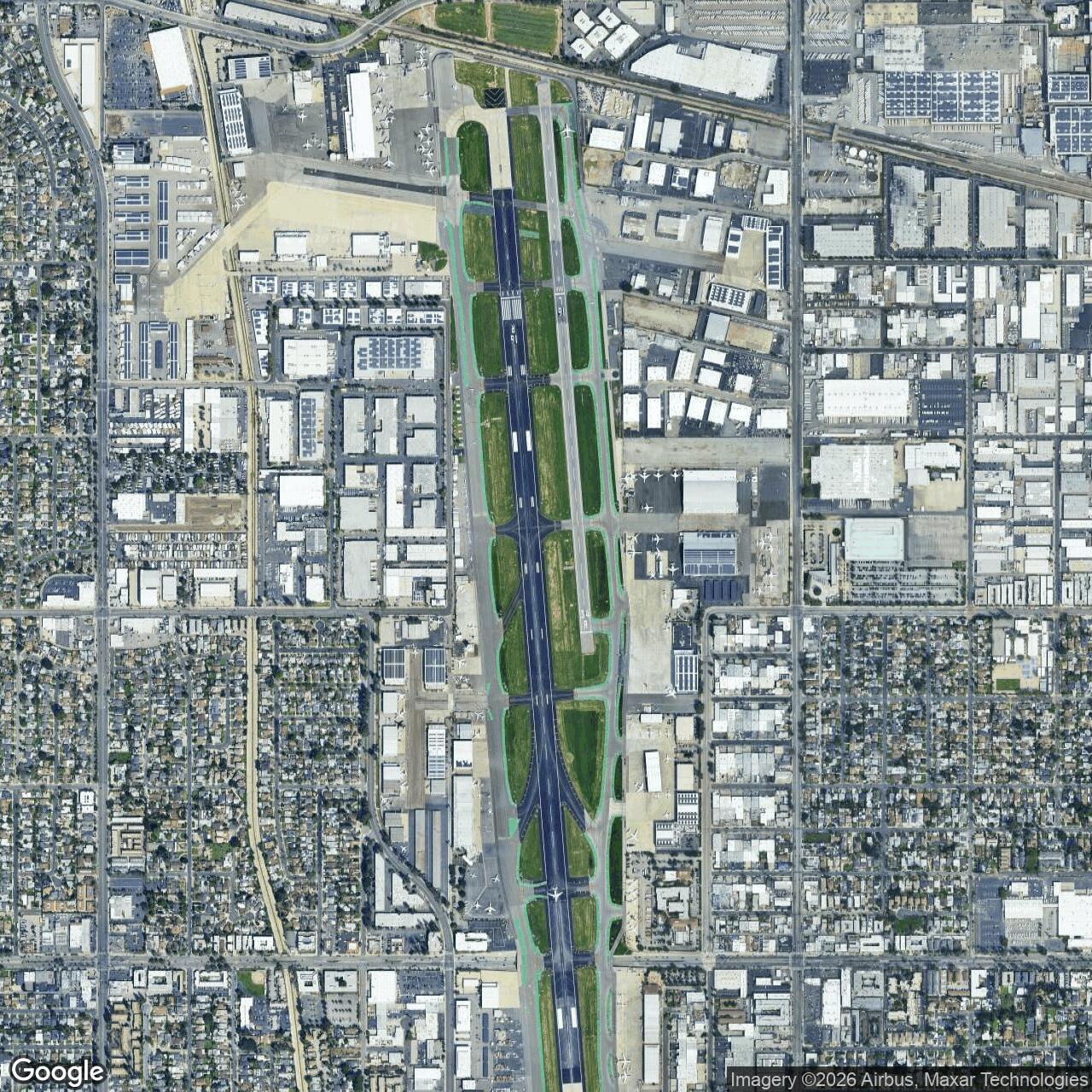 Current Google Satellite Image of Van Nuys Army Air Field / Van Nuys Air National Guard Base, California