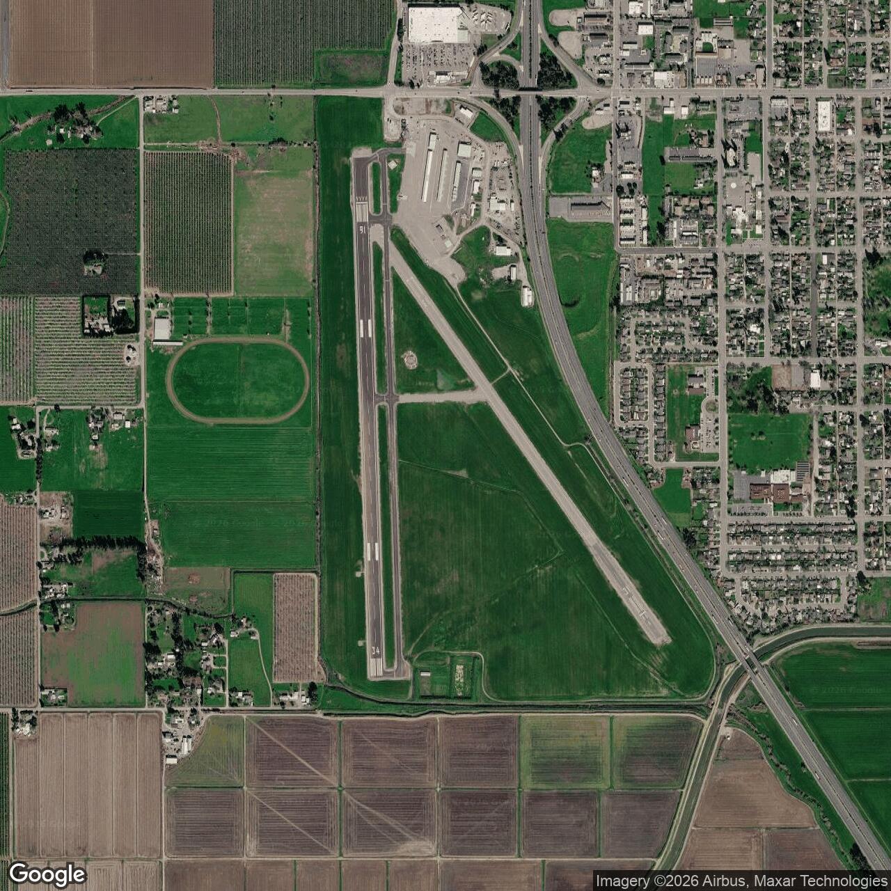 Current Google Satellite Image of Willows Municipal Airport / Willows Auxiliary Field / Willows-Glenn County Airport, California