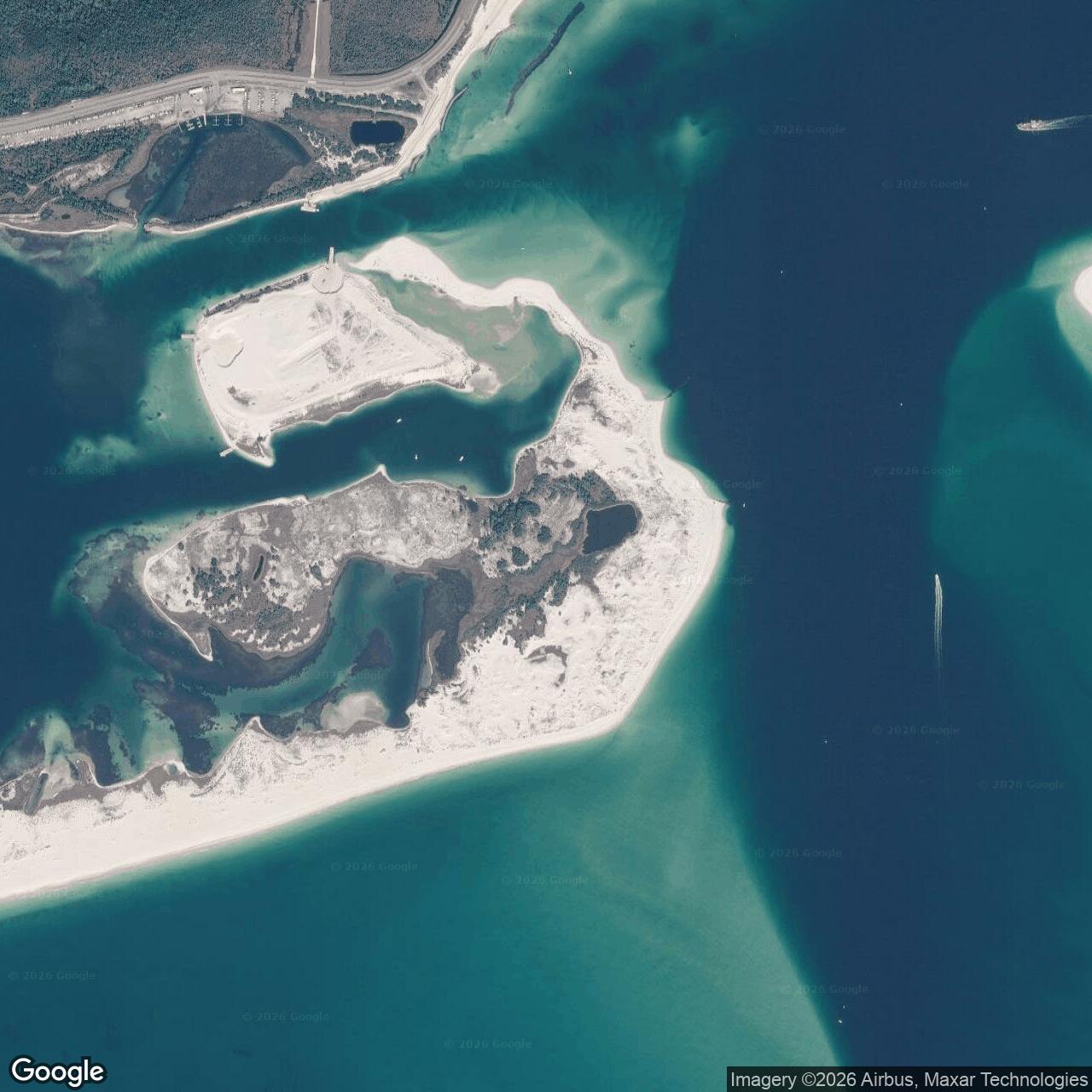 Current Google Satellite Image of Fort McRee, Florida