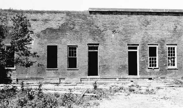 14.  West Elevation of Non-commissioned Officers' Quarters before Restoration of Colonnaded Porch